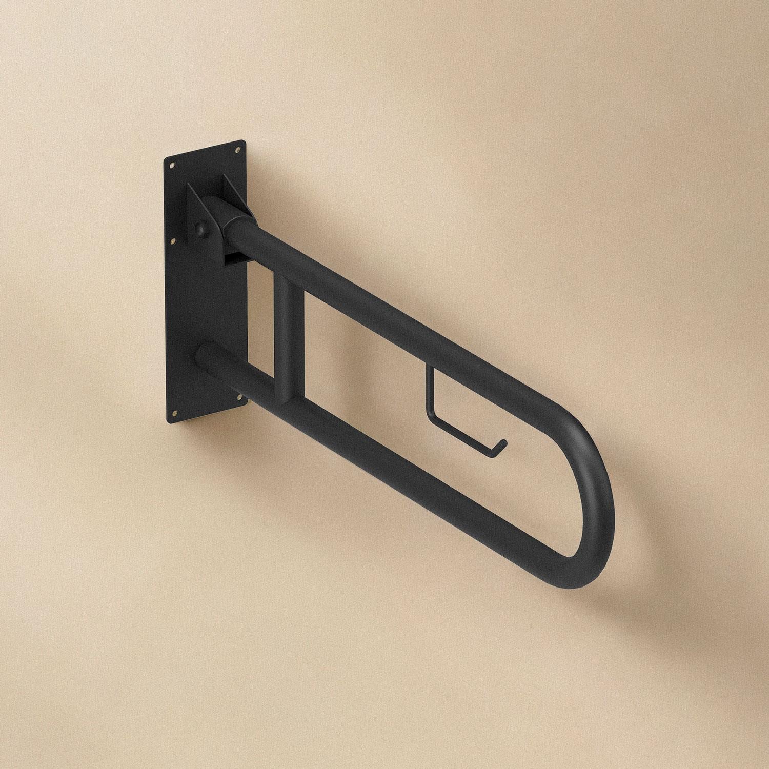 Floding Grab Rail 75cm Toilet Holder Matt Black Architect Collection