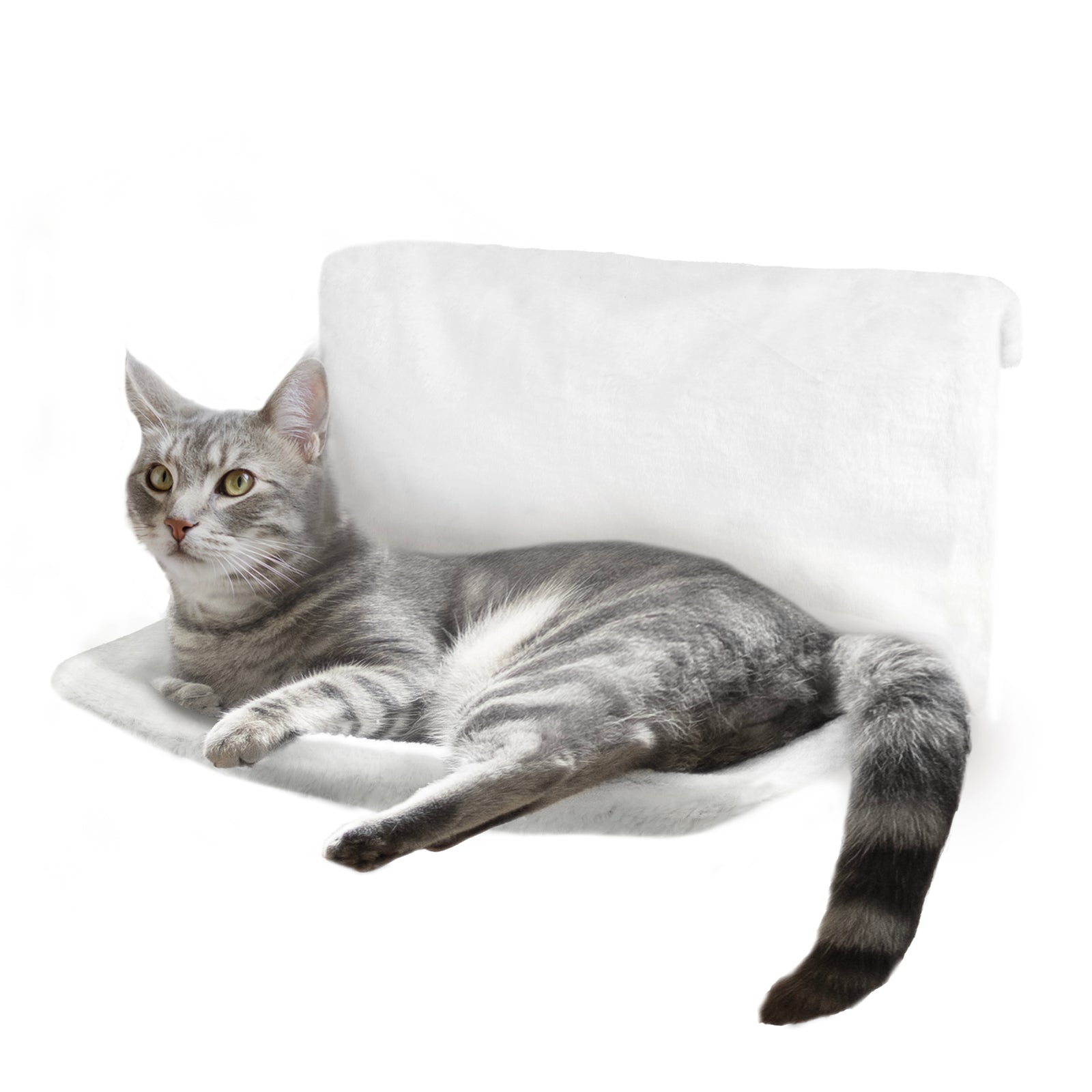 Petlicity Radiator Bed For Cats White Faux Fur Cover With Durable Steel Frame