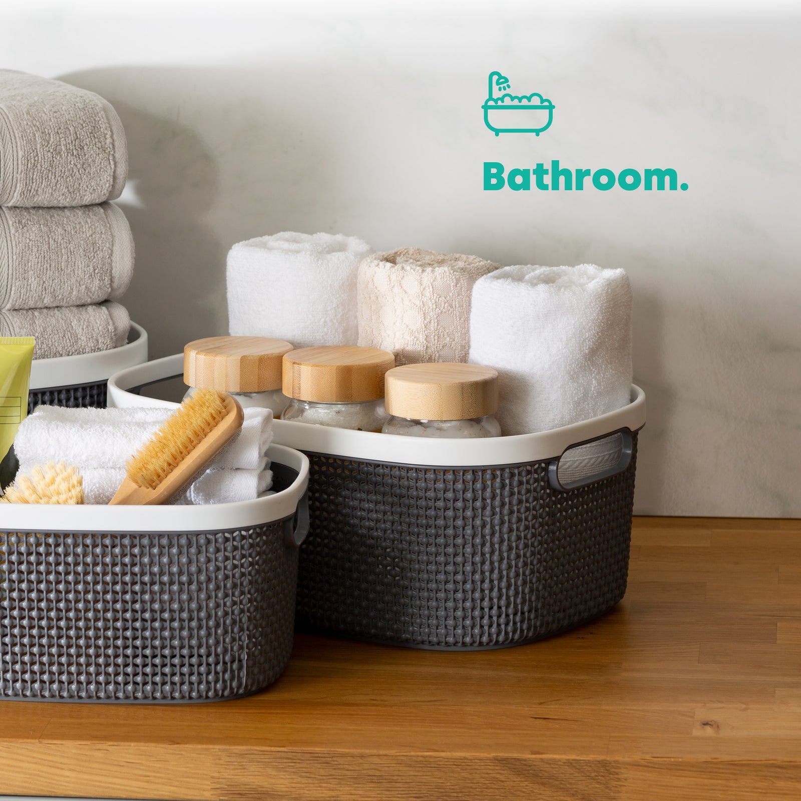 Kovan Grey Woven Basket - 14l