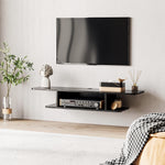 Wall Mounted Tv Stand With Storage Shelf | Black