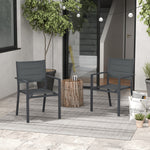 2 Pcs Dining Chairs, Stackable Design Aluminium Outdoor | Dark Gray