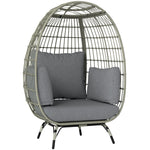 Pe Rattan Egg Chair W/ Padded Cushions For Garden