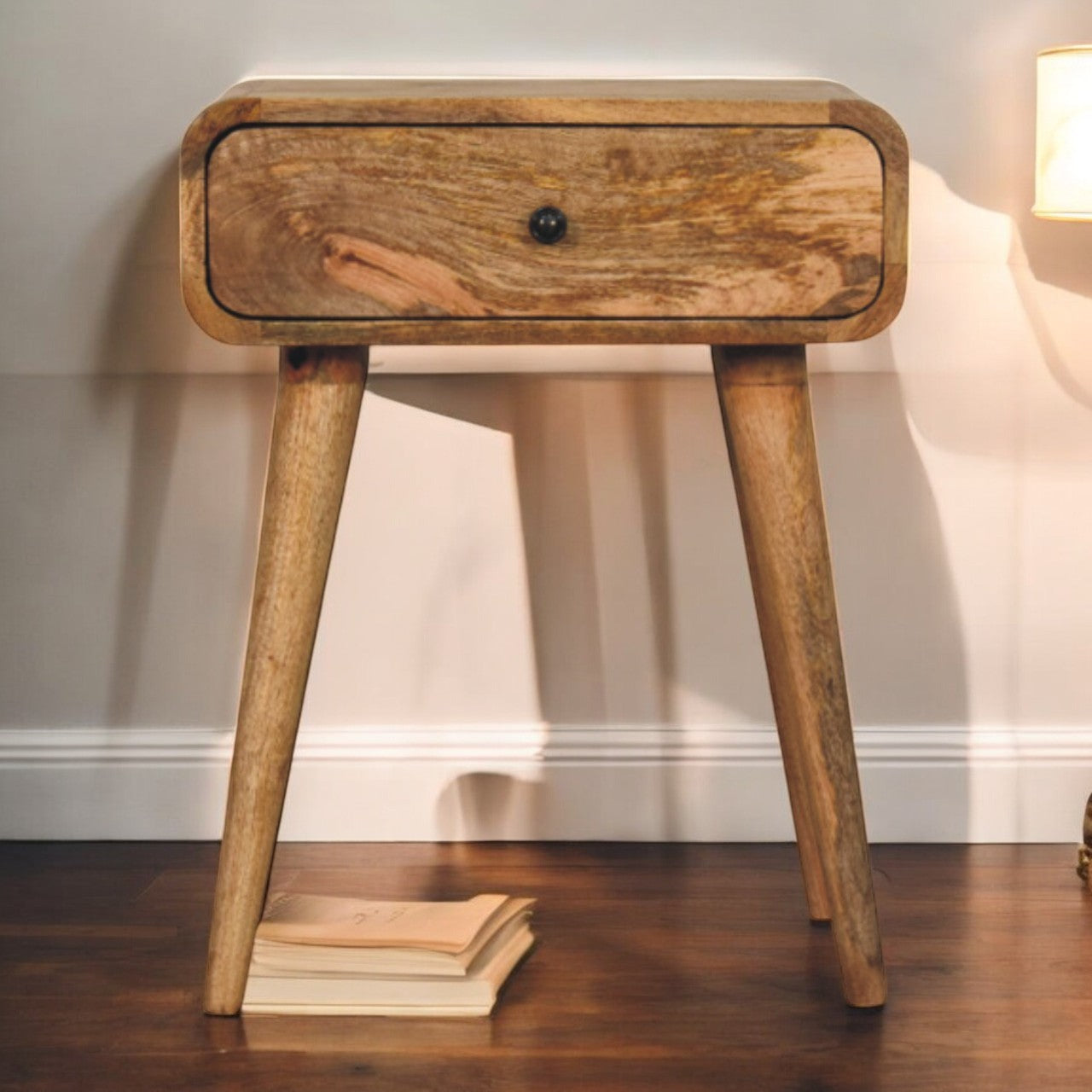 Solid Wood Avora Oak-ish Nightstand With 1 Drawer