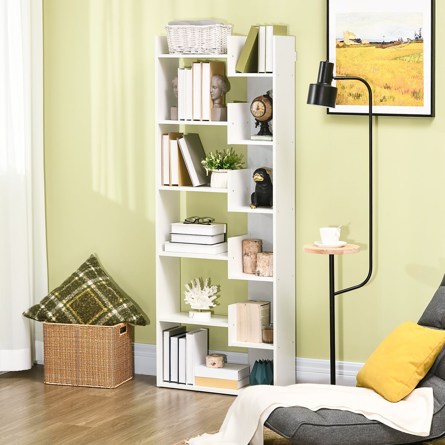 6 Tier Bookshelf Freestanding Decorative Storage Shelves