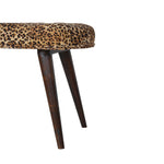 Solid Wood Leopard Print Deep Button Bench
