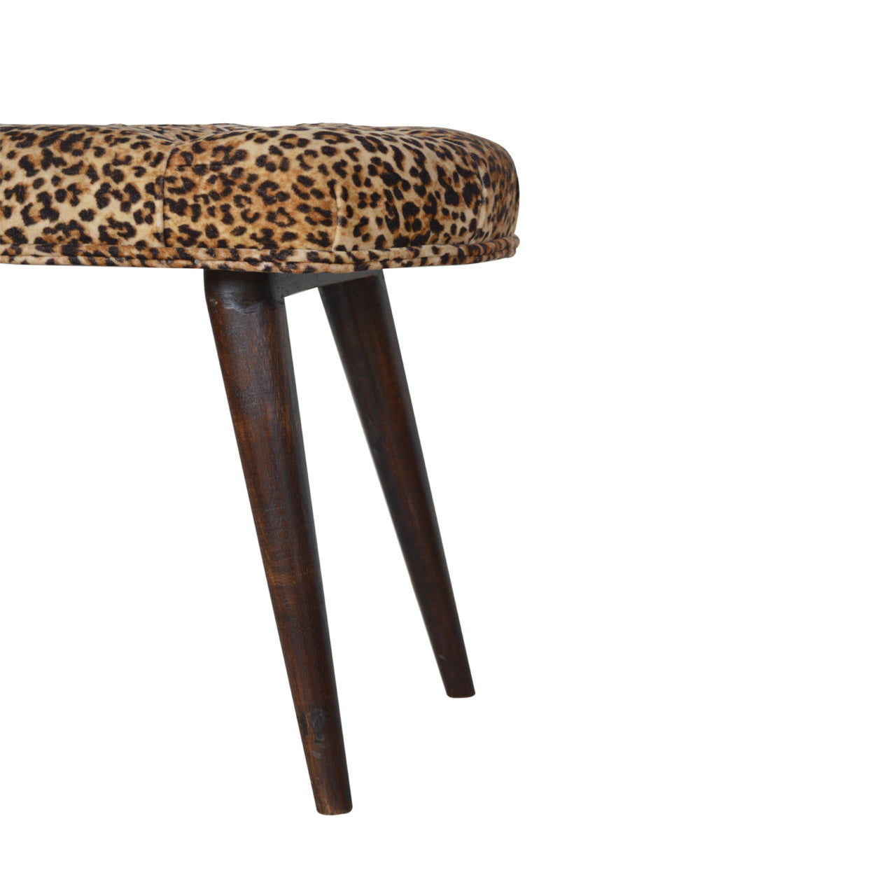 Solid Wood Leopard Print Deep Button Bench