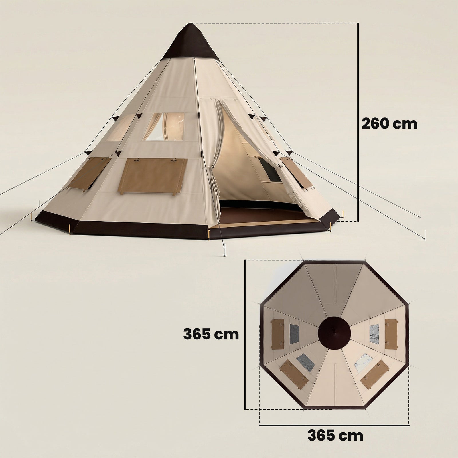 6-7 Person Large Family Party Camping Tent W/ Carrying Bag | Khaki
