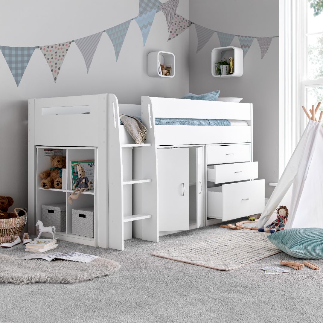 Lacy Storage Mid Sleeper Bed | Single | White