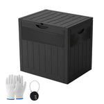 126l Waterproof Plastic Storage Box With Padlock – Lockable Wood-grain Outdoor & Indoor Container | Black