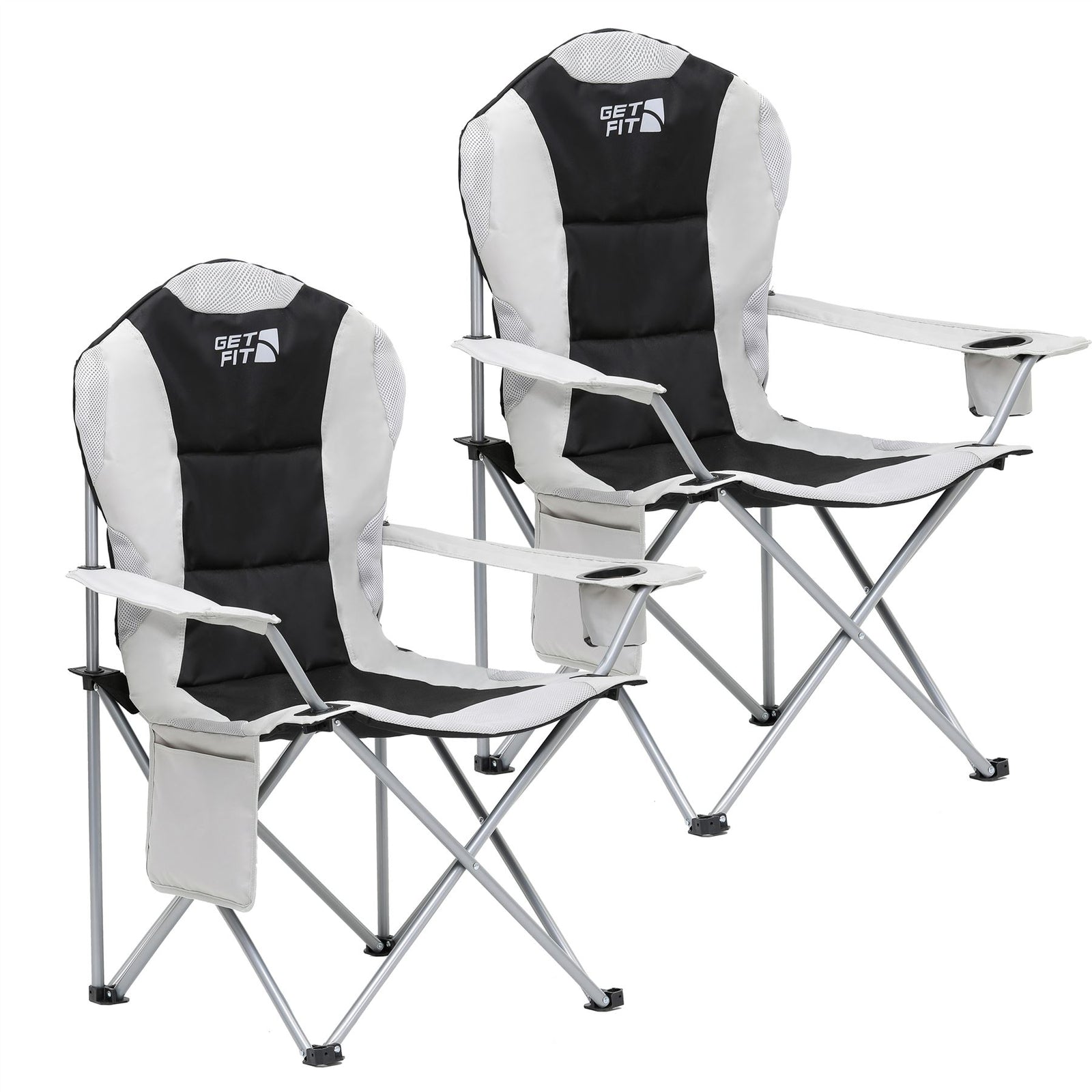 Premium Camping Chair - Thick Padded Folding Chair For Adults With Magazine Pocket, Cup Holder & Carry Bag - Lightweight 3kg - Heavy Duty Foldable Picnic Chair | Set-of-2