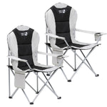 Premium Camping Chair - Thick Padded Folding Chair For Adults With Magazine Pocket, Cup Holder & Carry Bag - Lightweight 3kg - Heavy Duty Foldable Picnic Chair | Set of 2