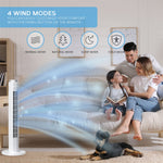 Smart Bladeless 38" Tower Fan 3 Speeds - Remote & Oscillation Feature | White