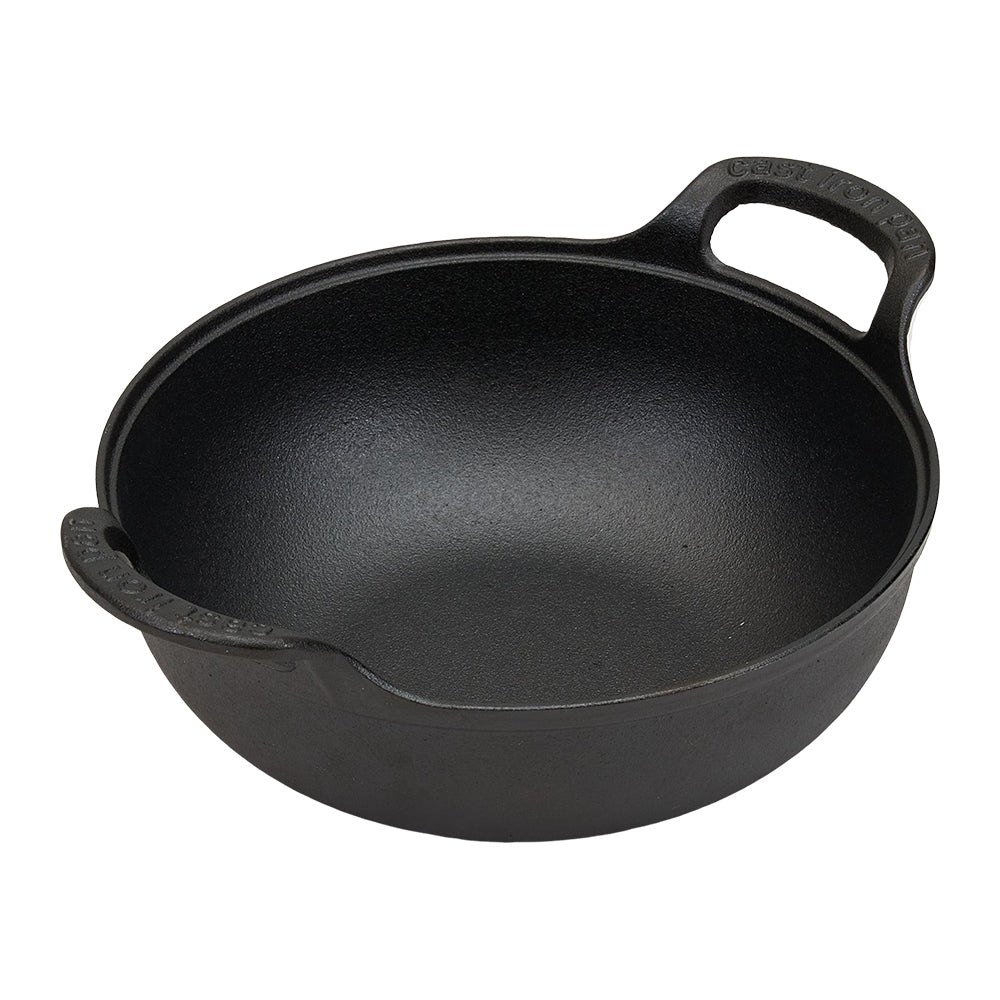 25cm/27cm/30cm Dia Cast Iron Wok With Dual Handles | Small
