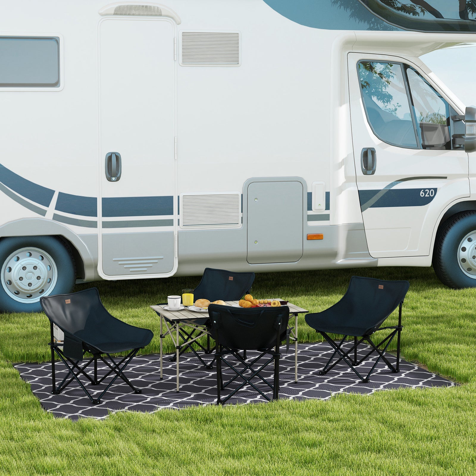 Portable Folding Camping Table W/ Roll Up Aluminium Top | Khaki