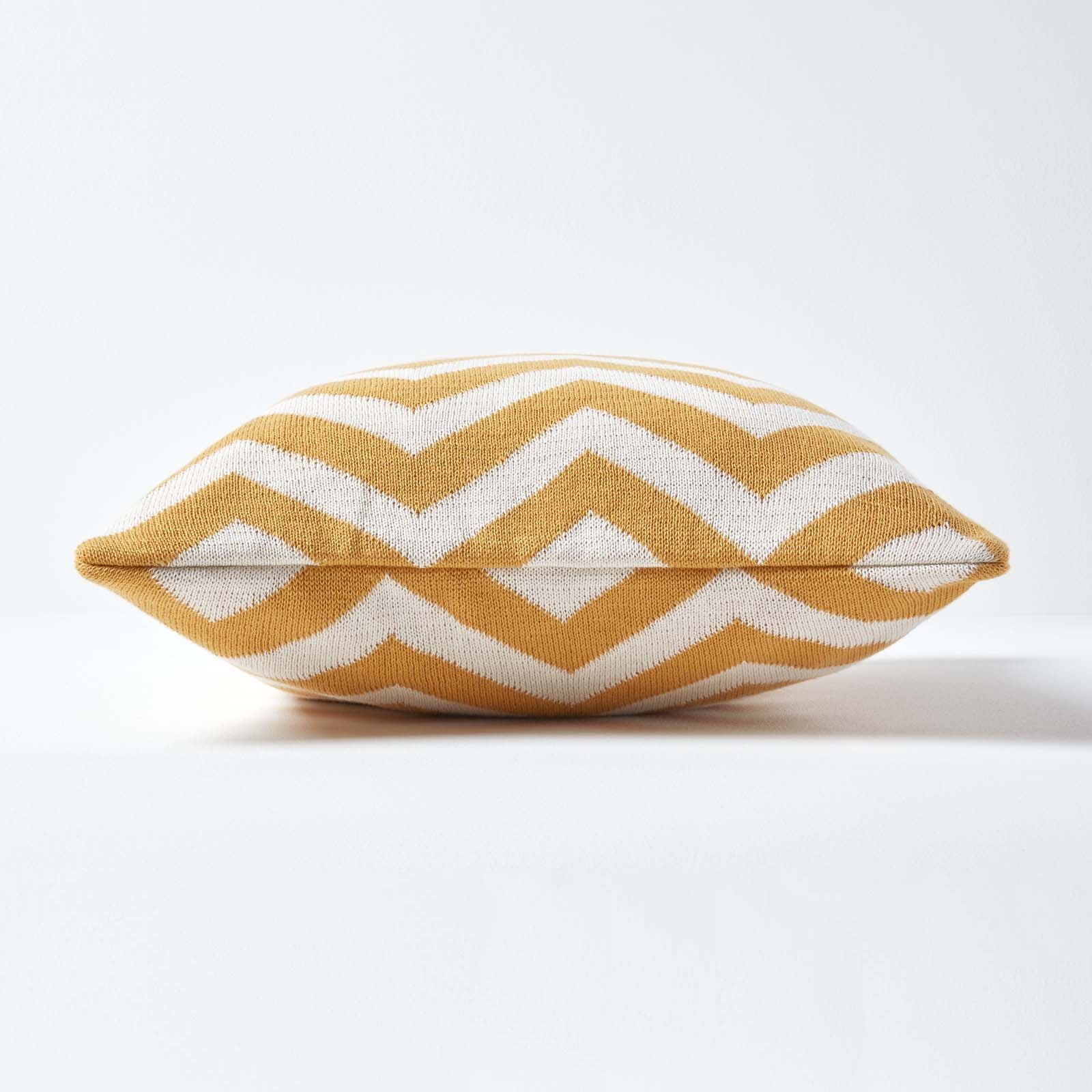 Geometric Cotton Knitted Cushion Cover | 45cm x 45cm | Mustard