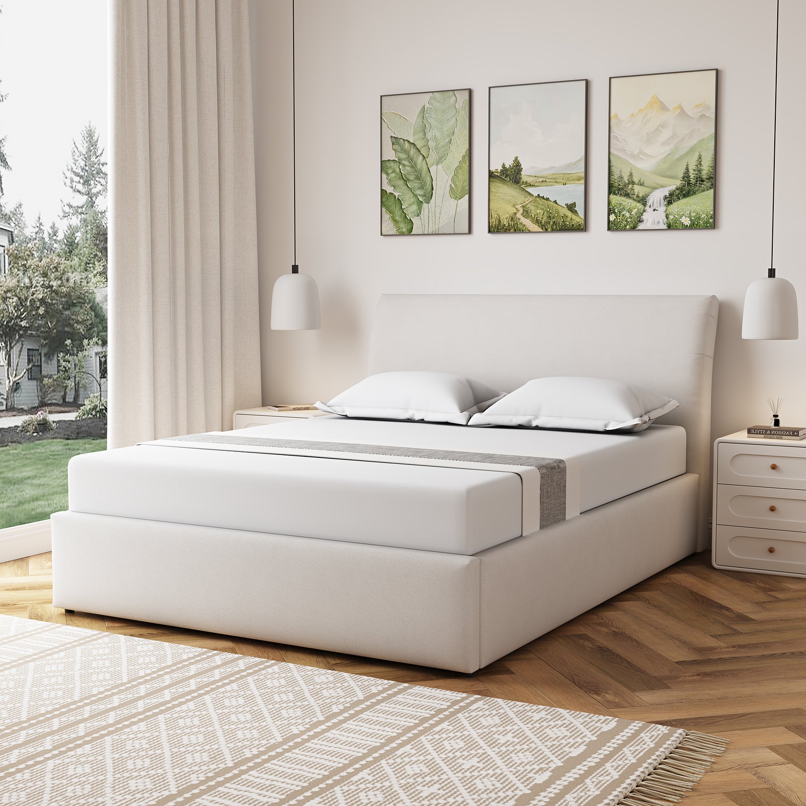 Bethany Fabric Ottoman Bed Frame | King | Beige