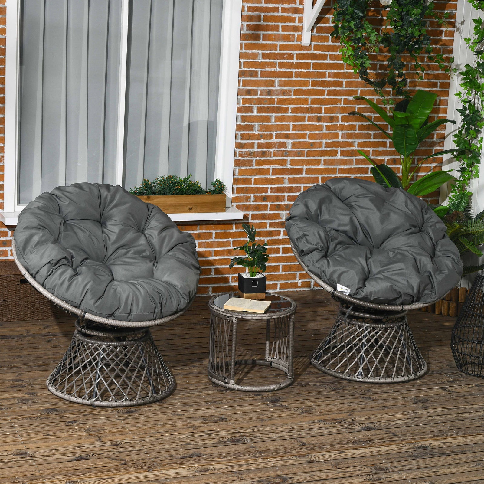3pcs Rattan Wicker Bistro Set, Outdoor Garden Furniture Set
