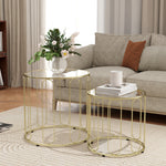 Coffee Table Set Of 2, Nest Of Tables With Metal Frame | One Size | Gold