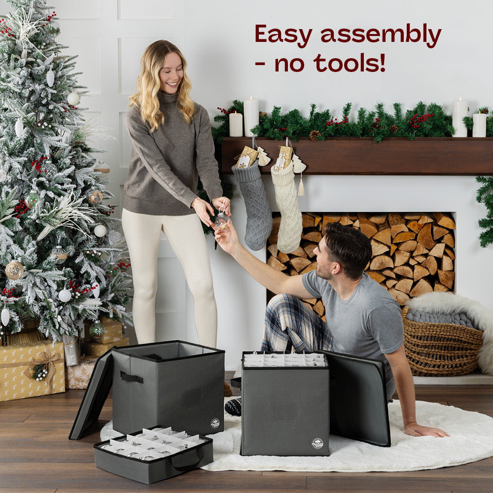 Collapsible 64 Christmas Bauble Storage Bag | One Size | Grey