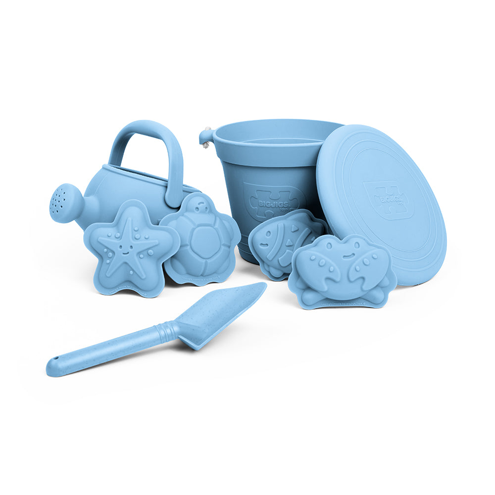 5 Piece Silicone Beach Toy Bundle | Powder Blue