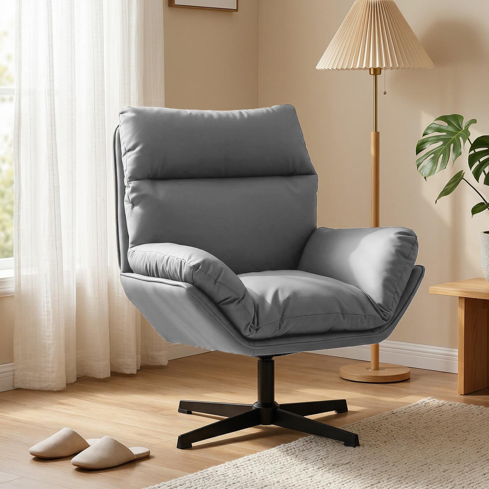 Accent Chair With 360° Swivel | Dark Grey