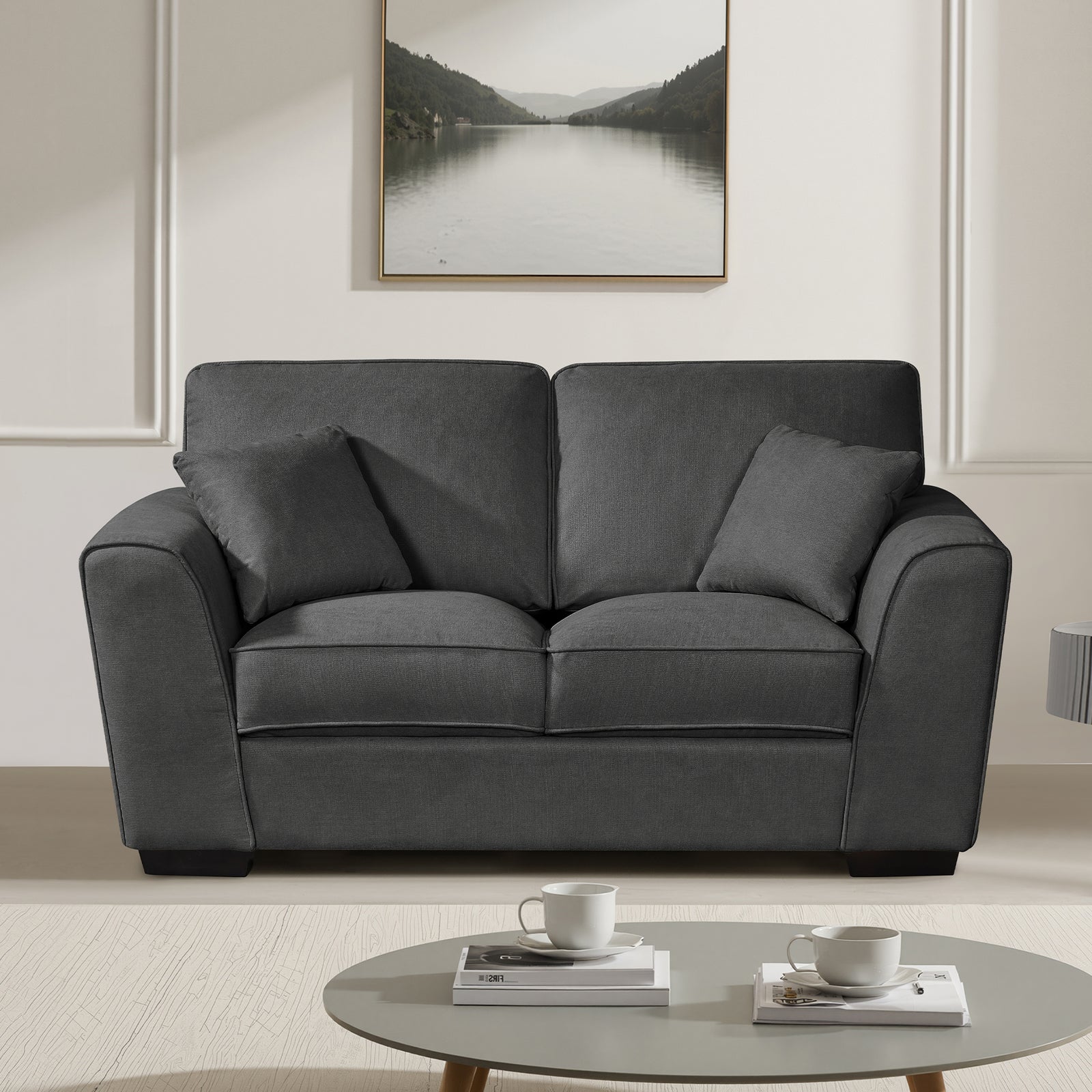 Arlington Soft Fabric 2 Seat Sofa | Charcoal Grey