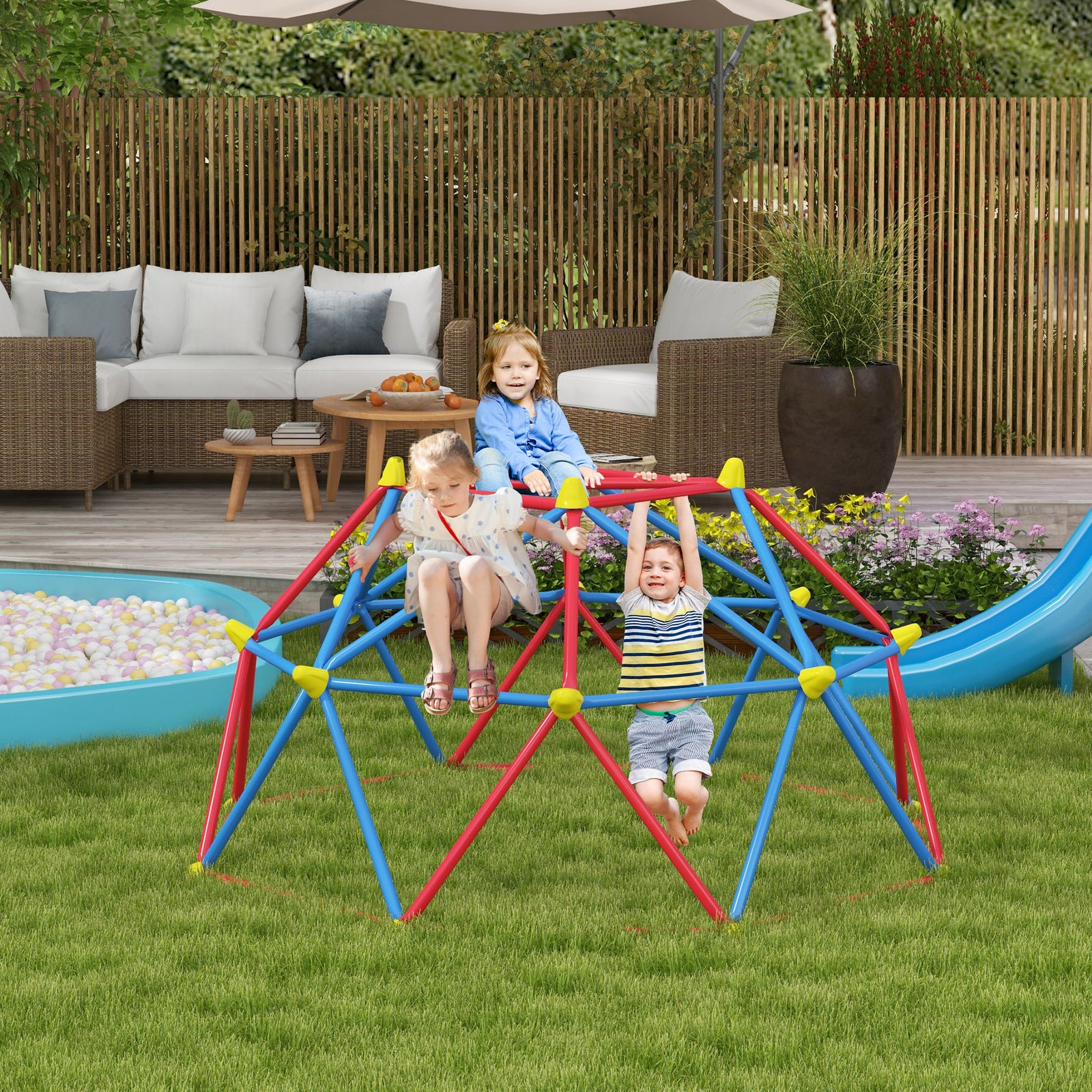 6 Ft Dome Climber, Jungle Gym W/ Uv-resistant Steel Frame