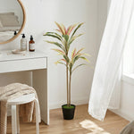 HOMCOM 90 Cm Artificial Cordyline Tree In Moss Effect Pot, Yellow
