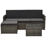 Outsunny 3 Pcs Outdoor Pe Rattan Corner Sofa Set With Thick Cushions