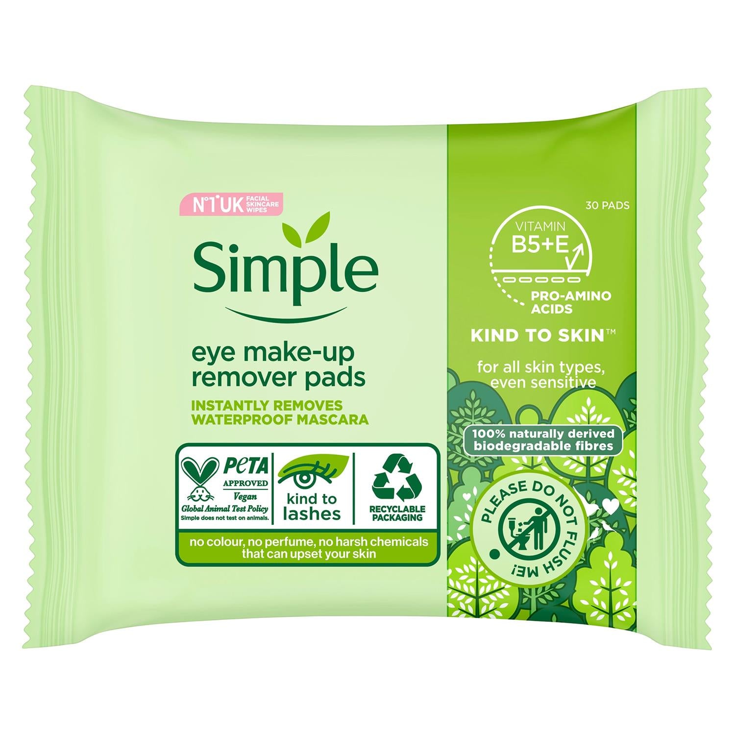 Simple Eye Make-up Remover 125ml & Remover Pads 3 Pack Bundle
