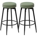 Swivel Bar Stools Set Of 2, Pu Leather Barstools With Footrest | Green
