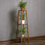 Vintage 3-tier Solid Wood Plant Stand Indoor Plant Display Shelf Rustic Wooden Flower Holder