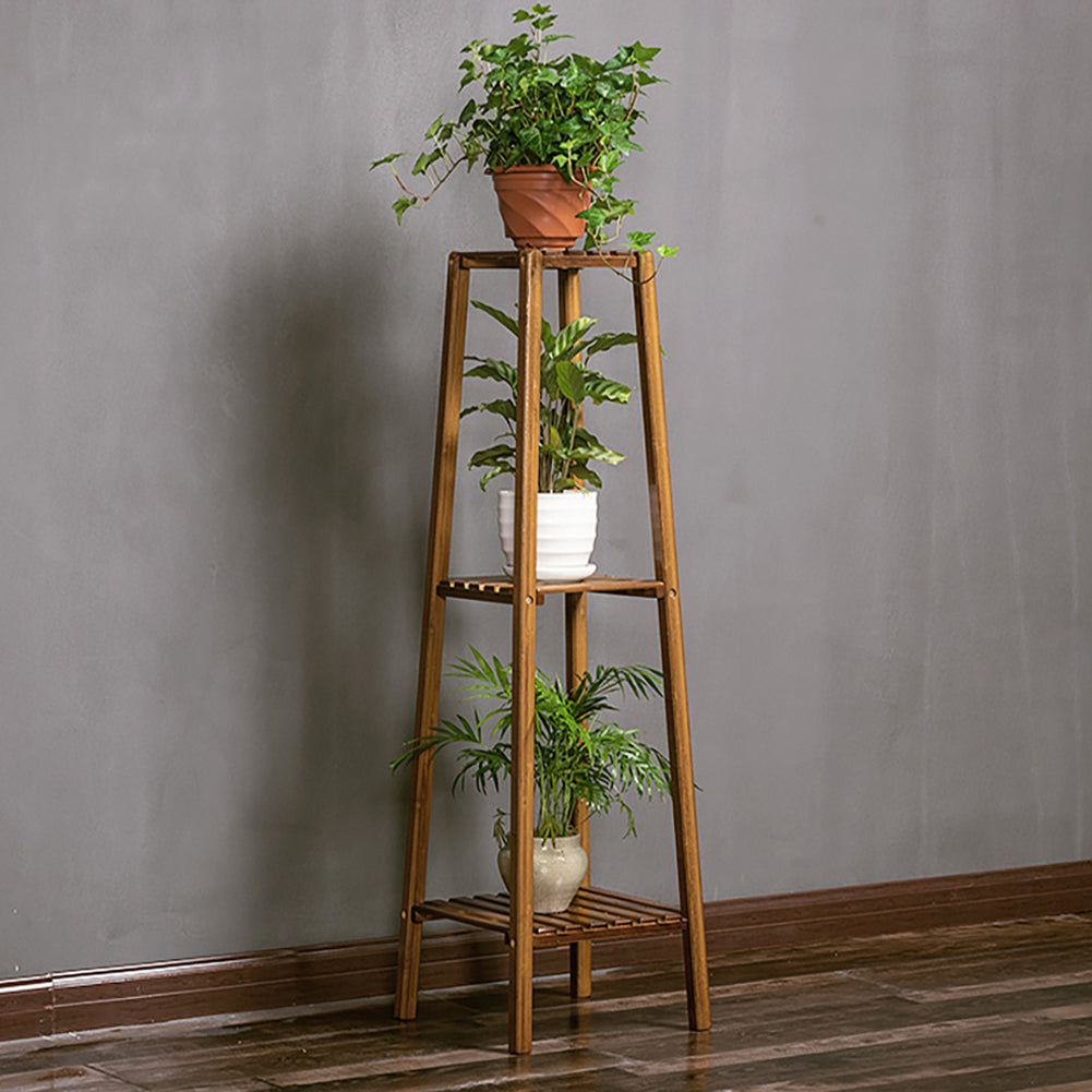 Vintage 3-tier Solid Wood Plant Stand Indoor Plant Display Shelf Rustic Wooden Flower Holder