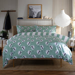 Sedge Printed Soft Cotton Duvet Cover Set With Piped Edges | King | Green