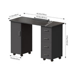 Mobile Manicure Table With 1 Cabinet And 4 Drawers | Black
