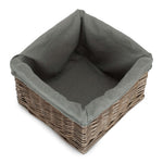 Square Antique Wash Grey Lined Storage Basket | Set of 2 | Gray