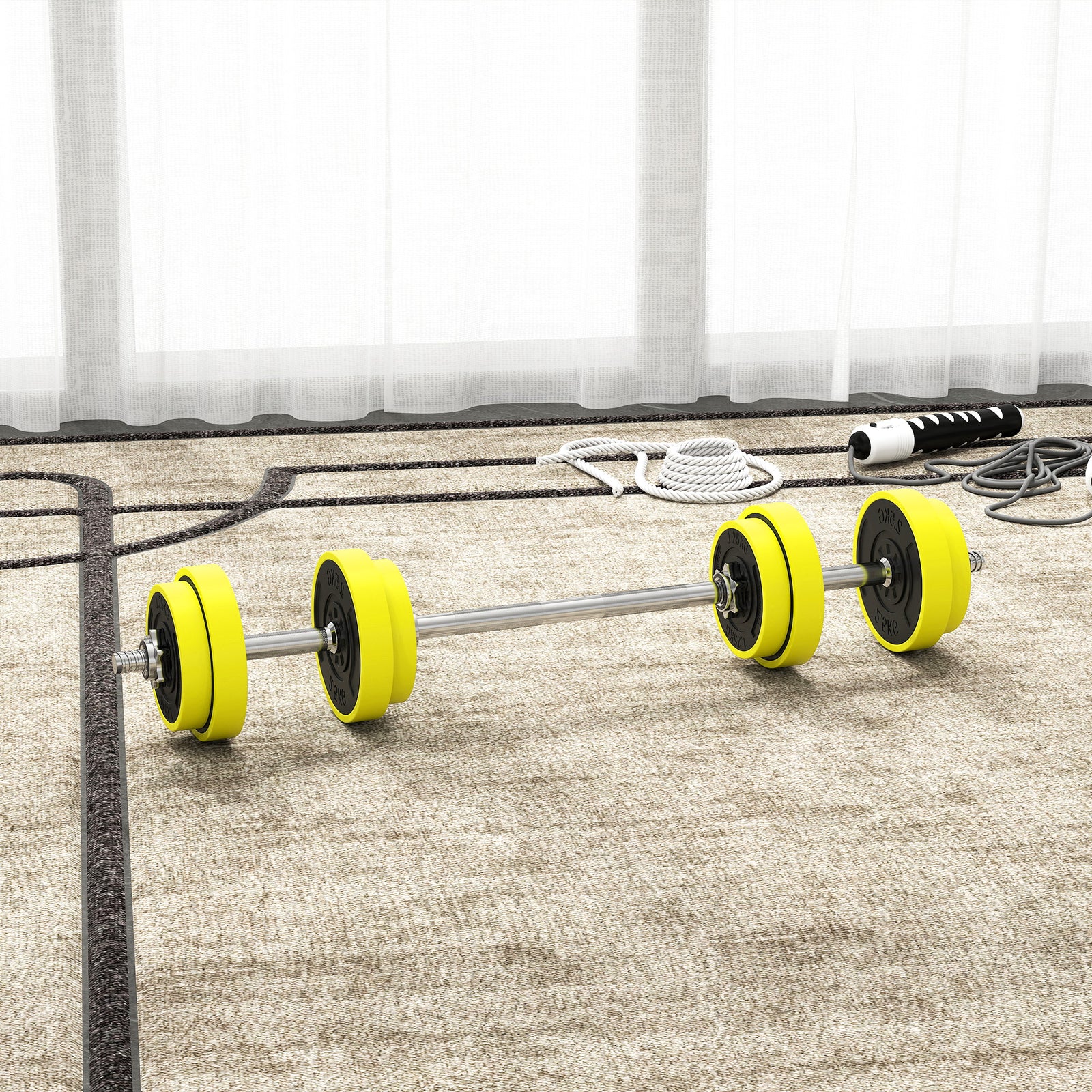 Adjustable 20kgs Barbell & Dumbbell Set For Home Gym | 20kg | Yellow