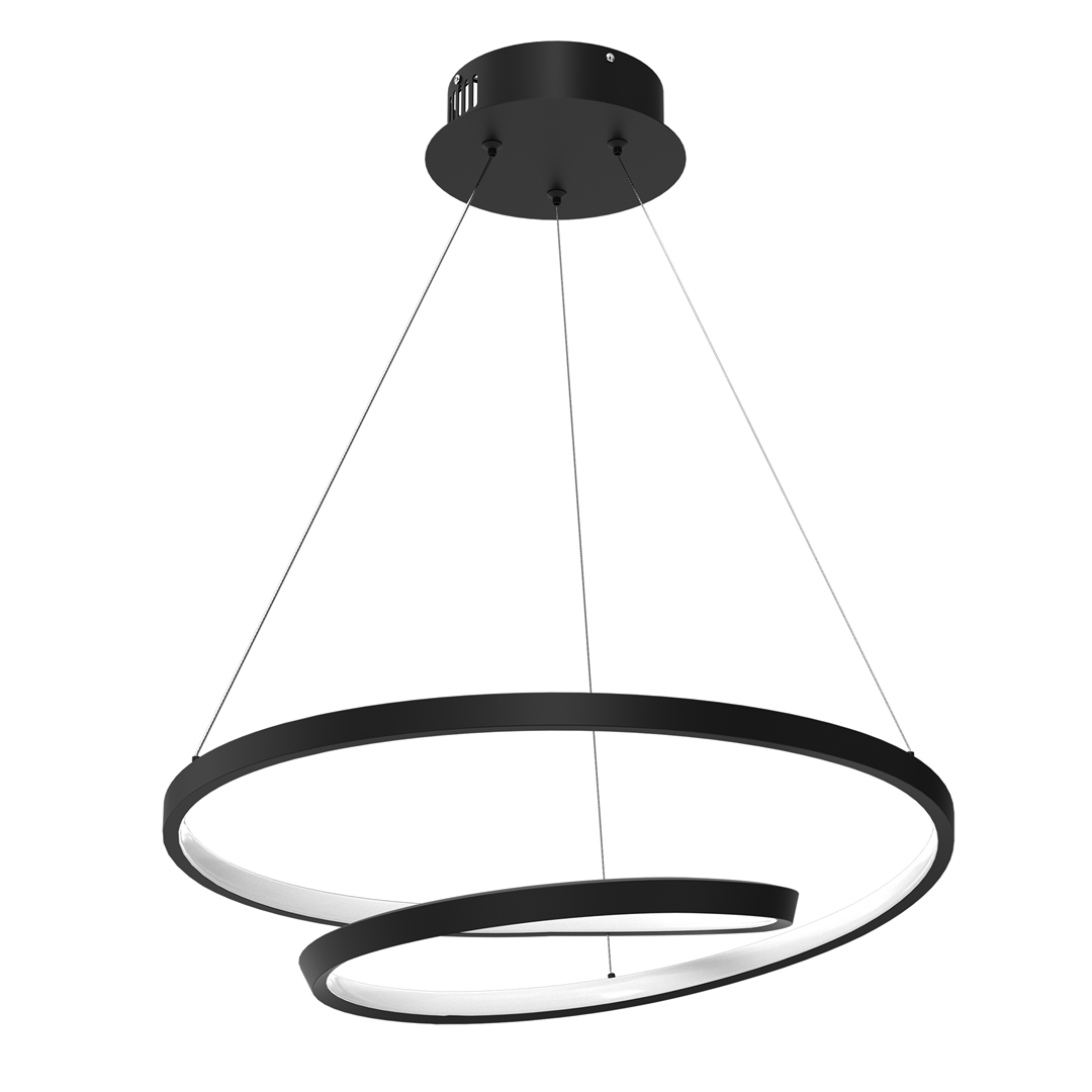 Lucero Designer Led Pendant Lamp Black 48w 50cm Monochromatic Swirl