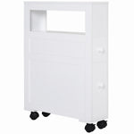 Narrow Bathroom Storage Unit 2 Drawers Open Top 4 Wheels