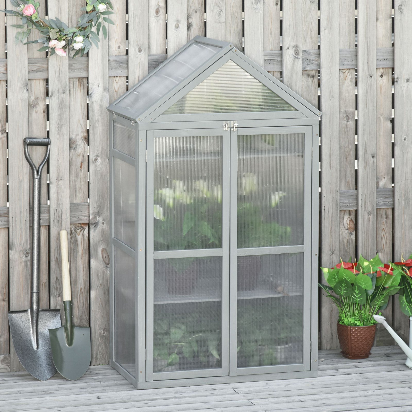80x47x138cm Wooden Cold Frame Greenhouse