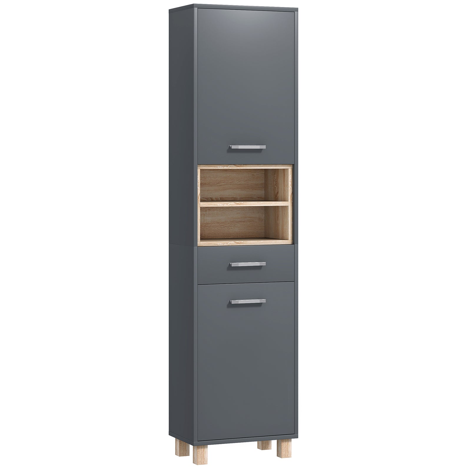 Bathroom Storage Unit With Open Shelves And Drawer