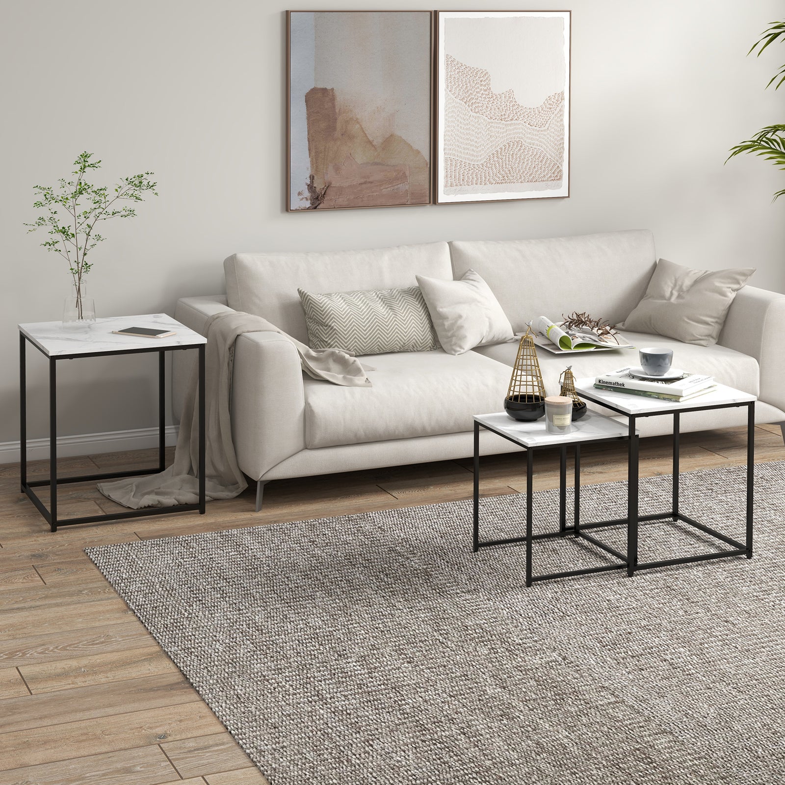 Nesting Coffee Tables, Set Of 3, White