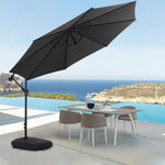 3m Banana Cantilever Patio Parasol For Outdoor Sunshade And Rain With Fillable Base On Wheels | One Size | Black