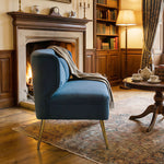 2 Seater Sofa, Small Sofa With Wing Back, Thick Seat | Blue