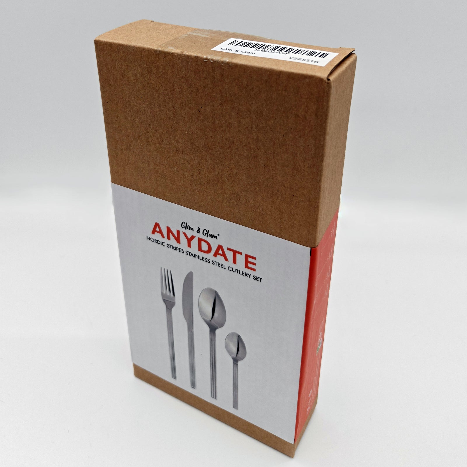Cutlery Set Fork Spoon Sets Anydate Nordic Stripes | Set of 24 | Silver