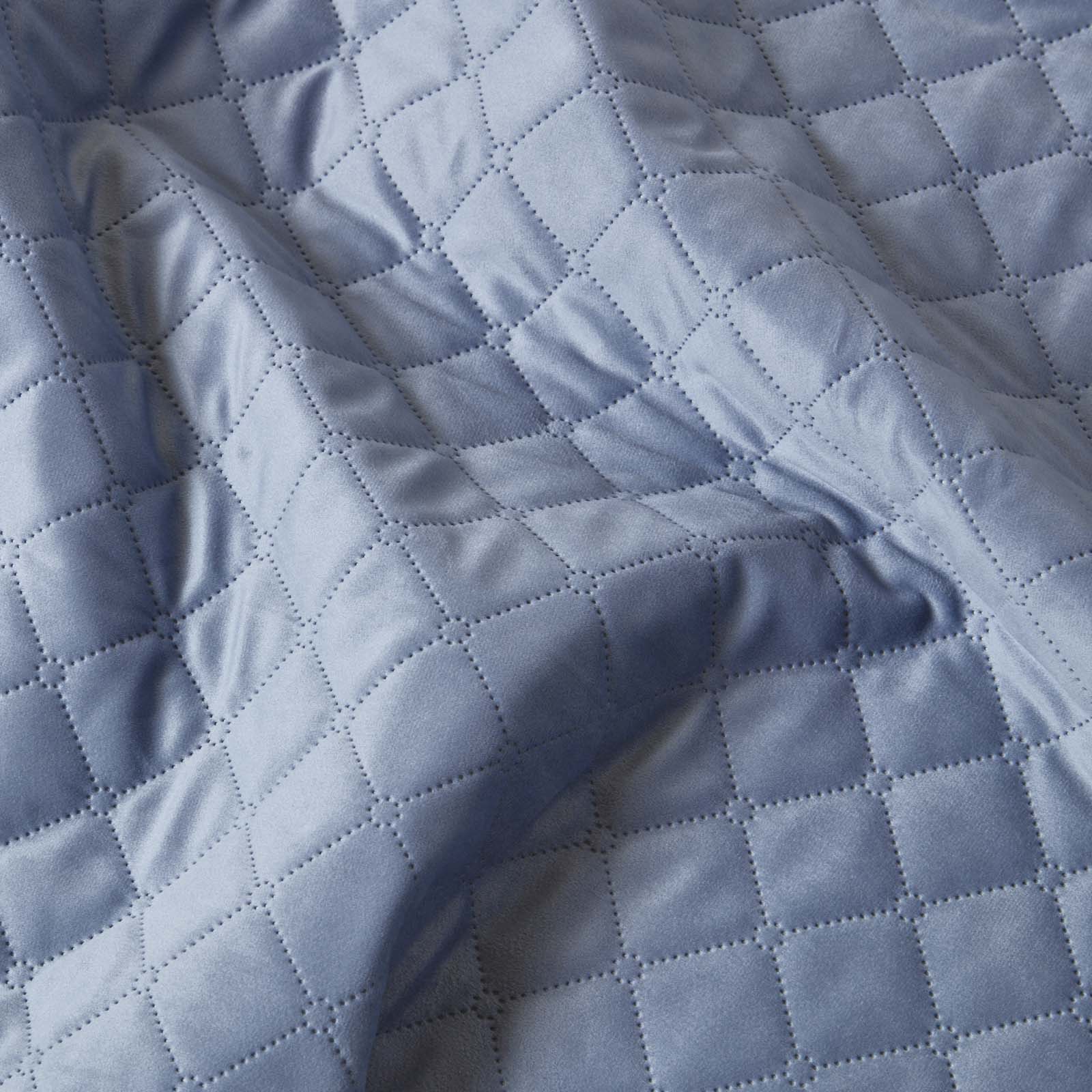 Diamond Quilted Velvet Bed Throw | 150cm x 200cm | Blue