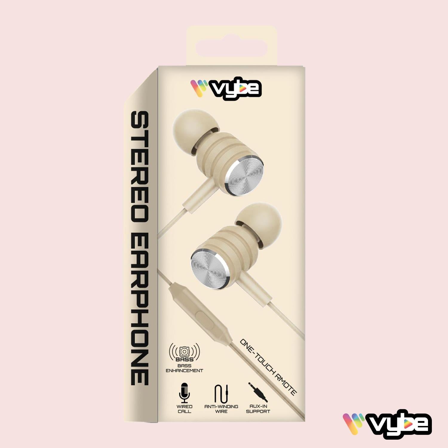 Bass Enhancement One-touch Remote, Stereo Earphones | Cream