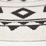 Lia White & Black Mandala Handoven Cotton Rug Round | 90cm | Black & White