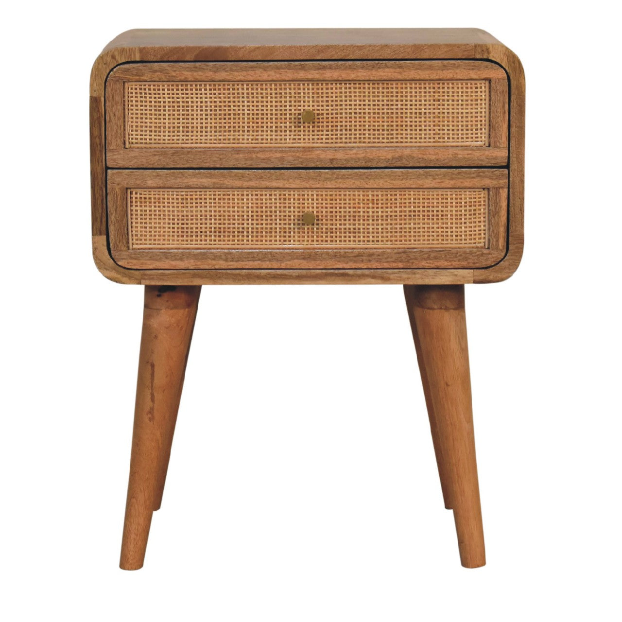 Solid Wood Close-knit 2 Drawer Bedside
