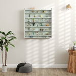 7-tier Wall Display Cabinet W/ Shelves Glass Doors | White